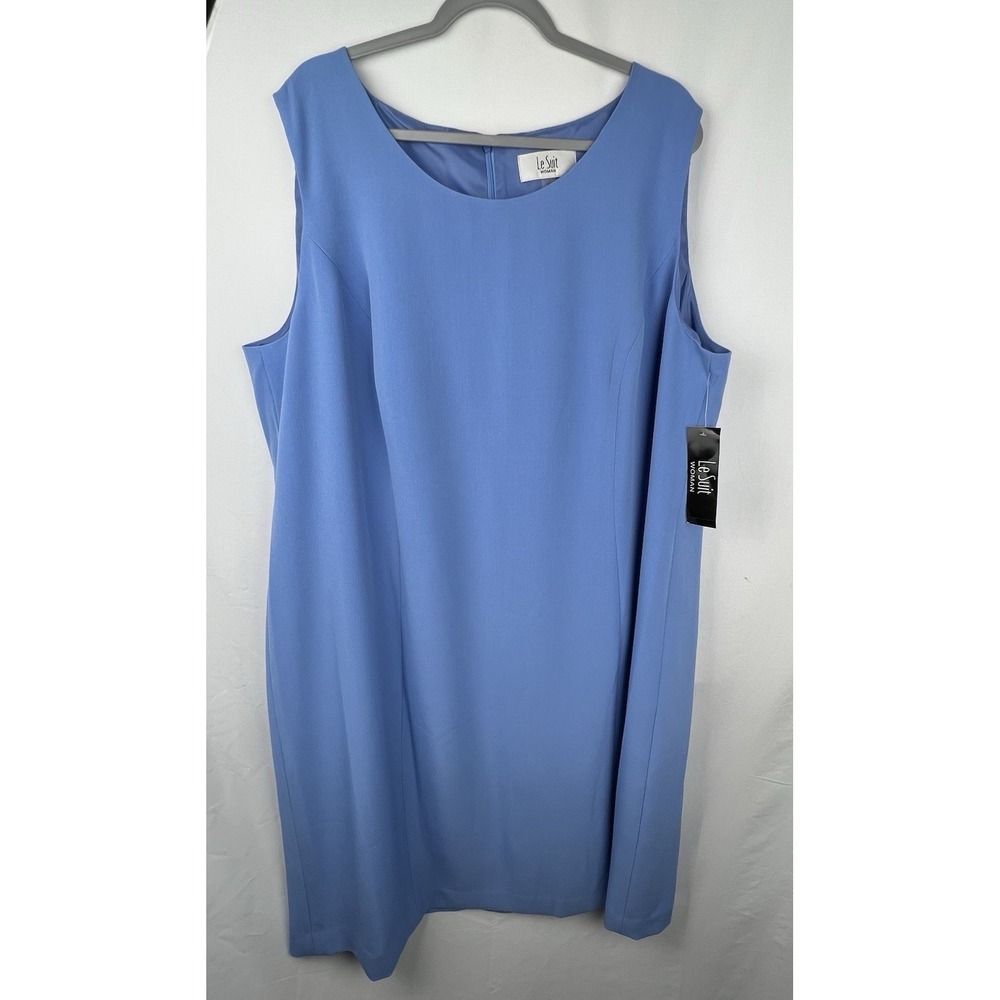 Le Suit Woman 24W Blue Chambray Crepe Dress‎ Suit Long Jacket Career Wedding NWT - Picture 12 of 16